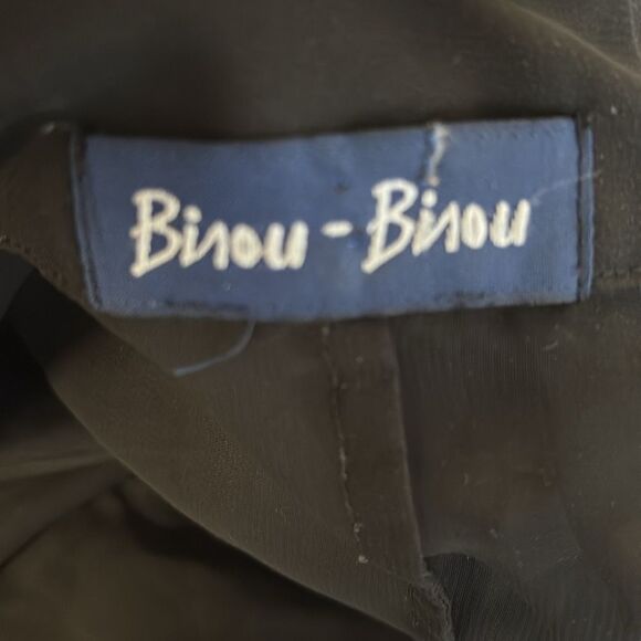 Vintage Bisou Bisou Sheer Black Ruffle Front Button Down Blouse 3/4 Bell Sleeves - Picture 5 of 6